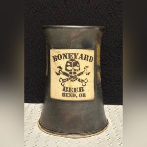 Vintage Stoneware Skull Mug Boneyard Brewery Handmade Gothic Halloween Beer